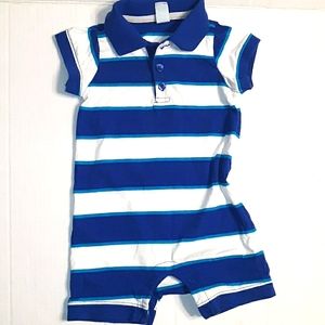 EUC OLD NAVY baby Boy Blue Stripe Short Jumpsuit
